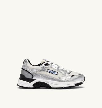Autry HYPERWAY SNEAKERS IN SILVER AND BLACK LAMINATED LEATHER AND MESH