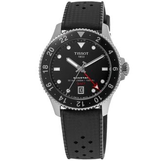 Tissot Seastar 1000 Quartz GMT Black Dial Rubber Strap Mens Watch