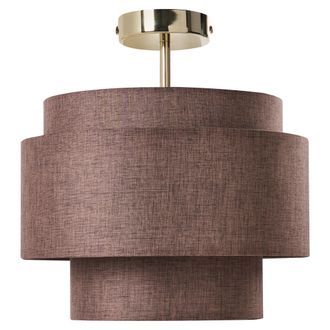 Beliani L&aacute;mpara Colgante De Techo Moderna Sala De Estar Comedor Base De Metal Pantalla De Tela Marr&oacute;n Lukago