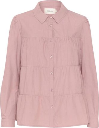 Cream Elderberry Ruffle Shirt - Dames - Overhemden - Roze - XS - Overhemden