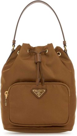 Prada Brown Logo Bucket Bag