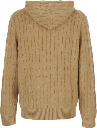 Polo Ralph Lauren Mens Hooded Cardigan Beige Cotton Tops Top