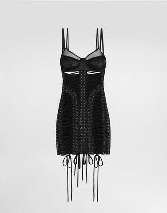 Dolce & Gabbana Short Silk And Viscose Dress - Woman Dresses Black 38