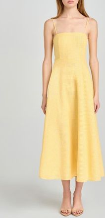 Wayf Josefina Gingham Fit & Flare Midi Dress in Yellow at Nordstrom, Size X-Large