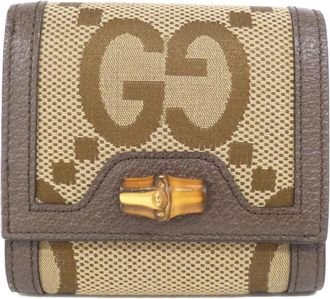 Gucci Brown Camel Gg Canvas Leather Wallet (Bi-Fold) (Pre-Owned)