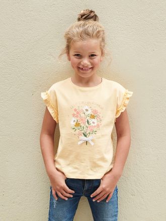 Vertbaudet M&auml;dchen T-Shirt mit Volant&auml;rmeln zartgelb