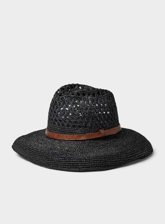 Ibeliv Womens Soa belted crocheted raffia hat