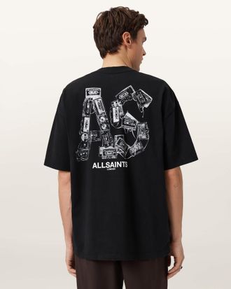 AllSaints Cotton Mixtape Oversized Graphic T-Shirt, Size: XXL