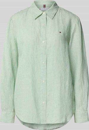 Tommy Hilfiger Regular Fit Hemdbluse aus reinem Leinen in Hellgruen, Größe 36
