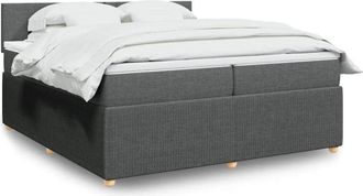 vidaXL Vidaxl - Cama Box Spring Con Colch&oacute;n Tela Gris Oscuro 200x200 Cm