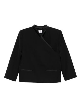 Casablanca satin-trimmed wrap jacket - women - Wool - 36 - Black