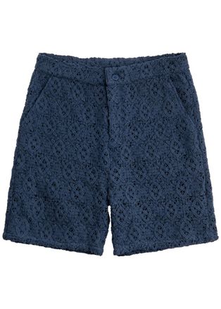 Daily Paper Clothing Shield Crochet-lace Shorts - Blue - M