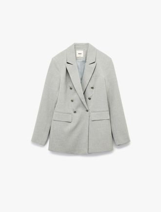 Koton PAKKENJACKET Grijze Blazer Lange Mouwen Dubbele Knoopsluiting