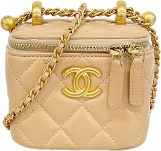 Chanel Pink Beige Leather Vanity Bag (Pre-Owned)