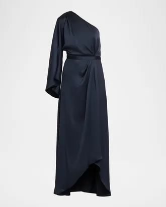 Ramy Brook Opal One-Shoulder High-Low Gown