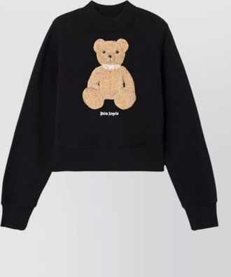 Palm Angels bear motif knit crew neck sweatshirt