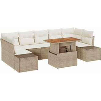 vidaXL Vidaxl - Conjunto De Sof&aacute; De Jard&iacute;n 8 Pcs Beige Polirat&aacute;n