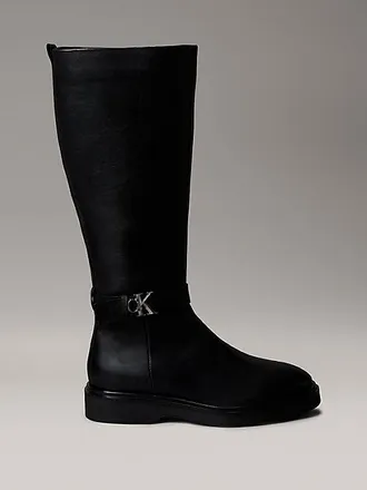 Calvin Klein Leather Signature Logo Knee Boots