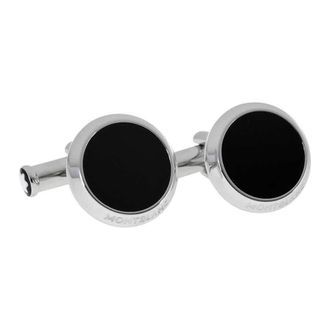 Montblanc Iconic Stainless Steel Black Onyx Cufflinks 112896