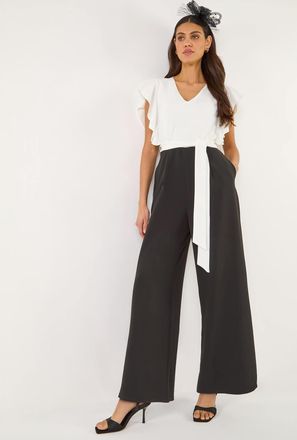 Roman Colour Block V-Neck Jumpsuit