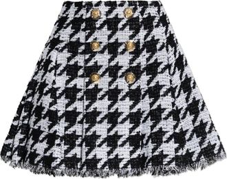 Balmain Rok met pied-de-poule patroon - Dames - Korte rokken - Zwart - M - Leer - Rokken