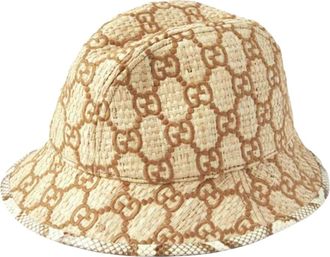 Gucci GG Snakeskin Trim Raffia Fedora Hat Brown 582435-3HH39-9264