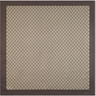 Gucci Printed Silk Twill Carr&eacute;, Beige, Silk
