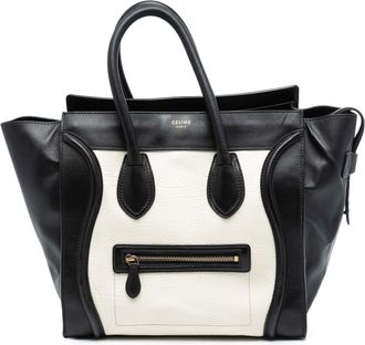 Celine Tweedekans Mini Bicolor Kalfsleren Luggage Tote
