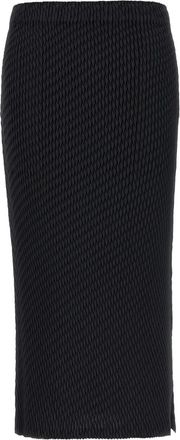 Issey Miyake side-split skirt - women - Polyester - 2 - Black