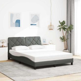 vidaXL Estructura De Cama Sin Colch&oacute;n Tela Gris Oscuro 120x200 Cm Vidaxl
