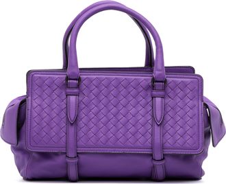 Bottega Veneta Pre-owned Womens Woven Leather Tophandle Bag - Purple - One Size