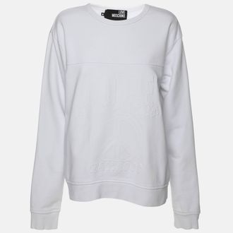 Love Moschino White Cotton Peace Sign Sweatshirt M