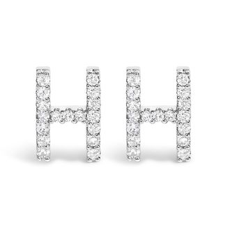 House of Brilliance 10K Gold 1/10 Cttw Diamond Initial A to Z Stud Earring