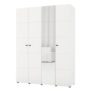 Dmora Armario Grande Ifrane, Ropero Dormitorio, Perchero, 4 Estantes, 6 Compartimentos, 155x208h Cm Blanco Mate
