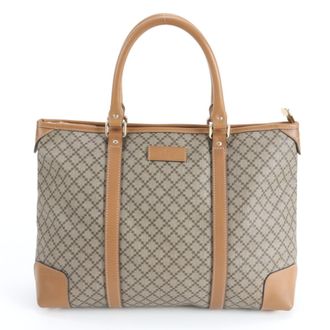 Gucci Brown Leather Coated Canvas Tote Bag (Pre-Owned)