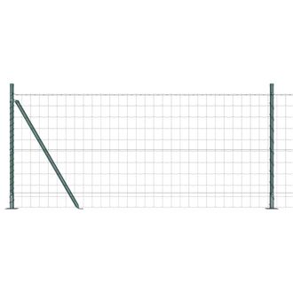Berkfield Home Euro Fence with 13 Flanged Posts 1x25 m Galvanised Steel in Green