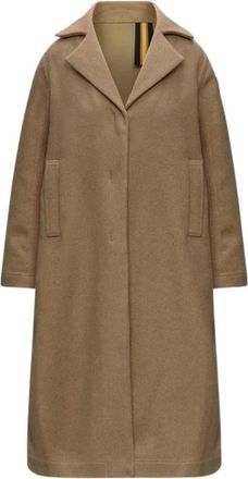 K-Way Wollen en nylon jas - Dames - Mantels - Beige - Maat: XS Wol