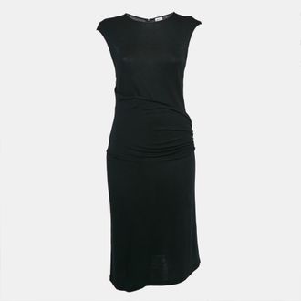 Armani Black Jersey Belted Midi Dress