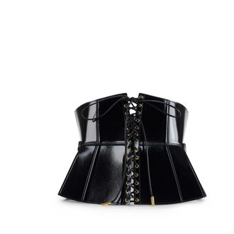 Elisabetta Franchi Bustier-stijl leren riem - Dames - Accessoires - Zwart - Maat: S Leer