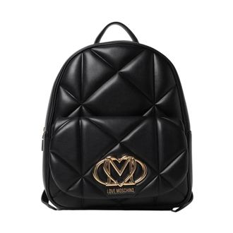 Love Moschino Quilted Design Backpack with a Front Pocket and Top Handle