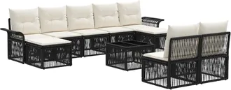 vidaXL Conjunto De Sof&aacute;s De Jard&iacute;n 10 Uds. Negro Rat&aacute;n Sint&eacute;tico Vidaxl
