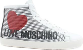 Love Moschino Schoenen, Dames, Wit, 38 EU, Leer, Sneaker High Logo Cuore