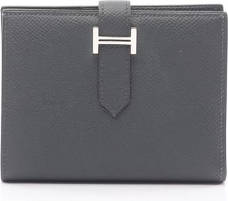 Herm&egrave;s Gray Leather Wallet (Bi-Fold) (Pre-Owned)