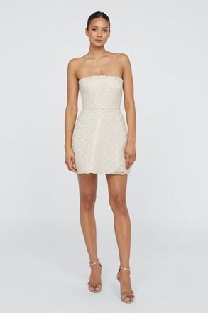 Theia Amanda Beaded Mini Dress in Crystal at Nordstrom, Size 12
