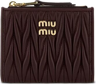 Miu Miu Portafoglio matelassé con zip a giro - Marrone