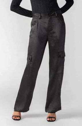 Sanctuary Womens Satin Ava Cargo Pants In Black