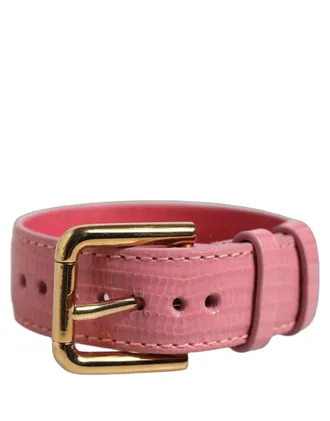 Dolce & Gabbana Crocodile-Textured Calf Leather Belt - Pink
