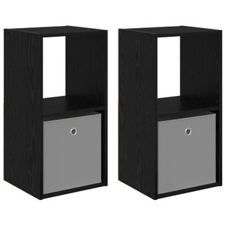 vidaXL Mesita De Noche Con Caj&oacute;n 2 Pcs Roble Negro 35 X 32 X 68,5 Cm Vidaxl