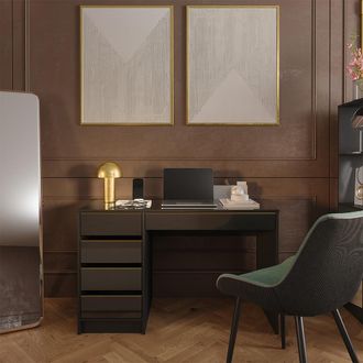 Vicco Escritorio Sherry, Negro Brillo Intenso, 55 X 120 Cm Con Cajones, Vicco