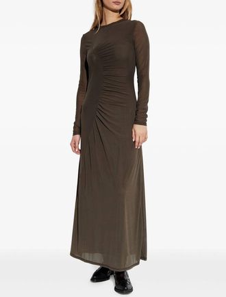 Sams&oslash;e & Sams&oslash;e Saandrea Mesh Long Sleeve Dress In Turkish Coffee